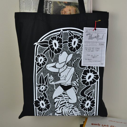 Silk Screen Printed Black Canvas Tote Bag